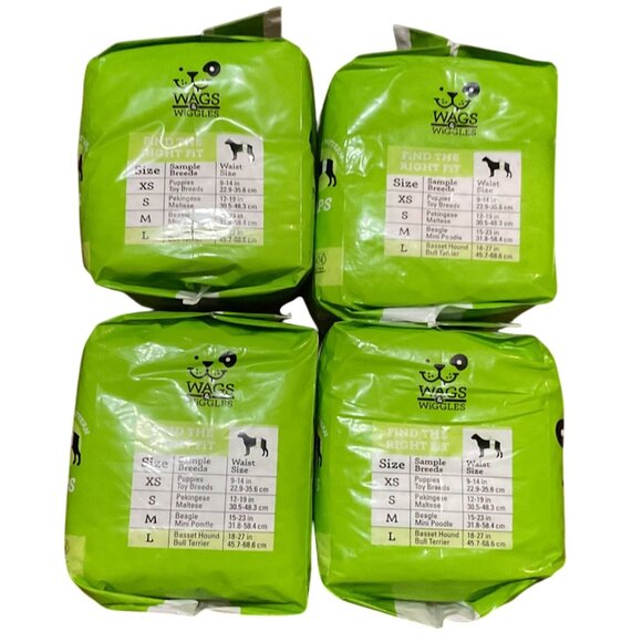 NIP Wags & Wiggles Disposable Wraps For Male Dogs Large 12-Count 4 Packs New - Picture 3 of 4